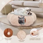 Cat Tunnel With Cat Bed For Indoor, Soft Plush Peekaboo Cat Cave Donut Tunnel, For Cats Kittens, Rabbit - Image 9