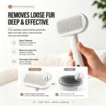 Pet Slicker Brush For Cats & Dogs, Self-Cleaning Grooming Brush With One-Click Hair Removal, Gentle Deshedding Tool For Long & Short Hair, Skin-Friendly Pet Grooming Comb - Image 2