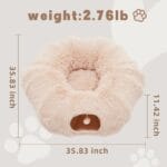 Cat Tunnel With Cat Bed For Indoor, Soft Plush Peekaboo Cat Cave Donut Tunnel, For Cats Kittens, Rabbit - Image 10